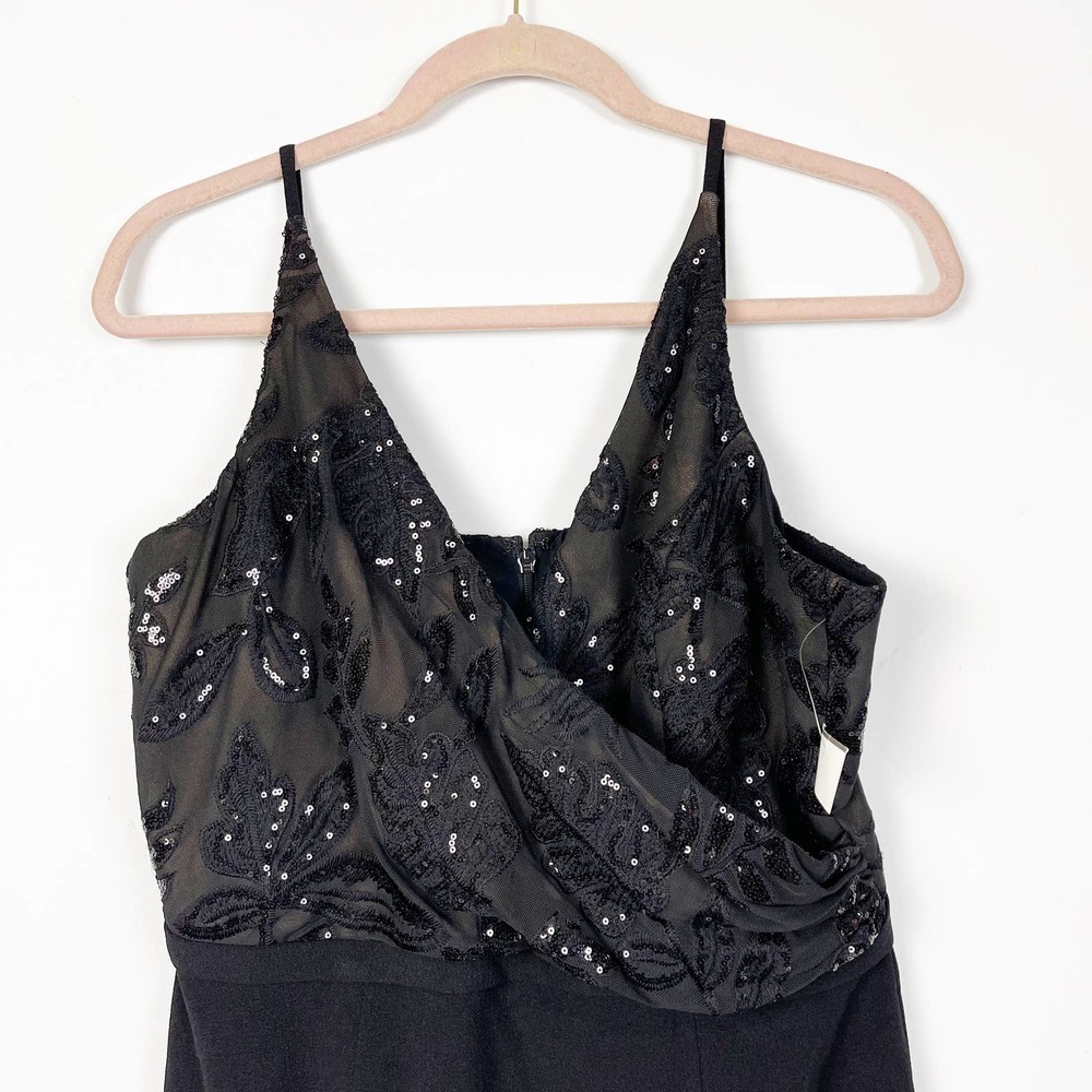 Dress The Population Womens Giulia Sequin Crepe Dress Large Black NWT. - Picture 3 of 8